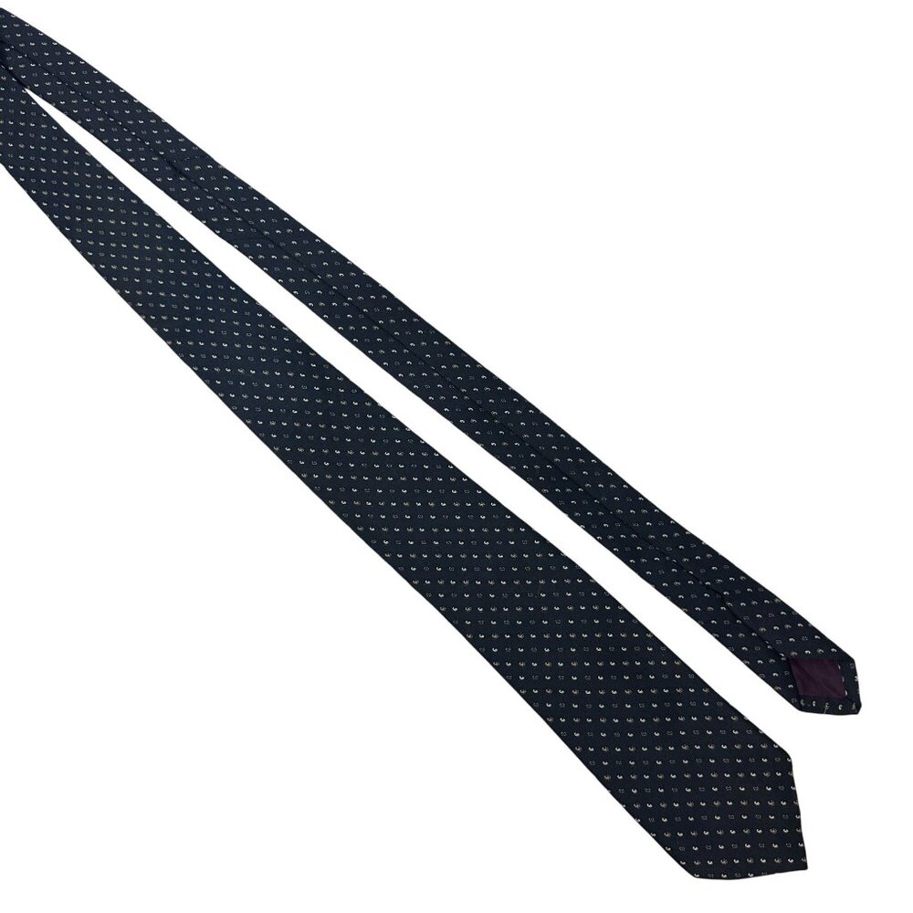 Vintage PanExcellence Navy Tie  Gold Paisley Pattern Professional Look Mens